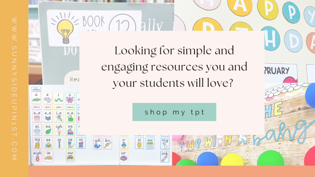 graphic with simple and engaging TPT resources for primary students