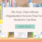 simple class library organization system with book bin labels and matching book stickers